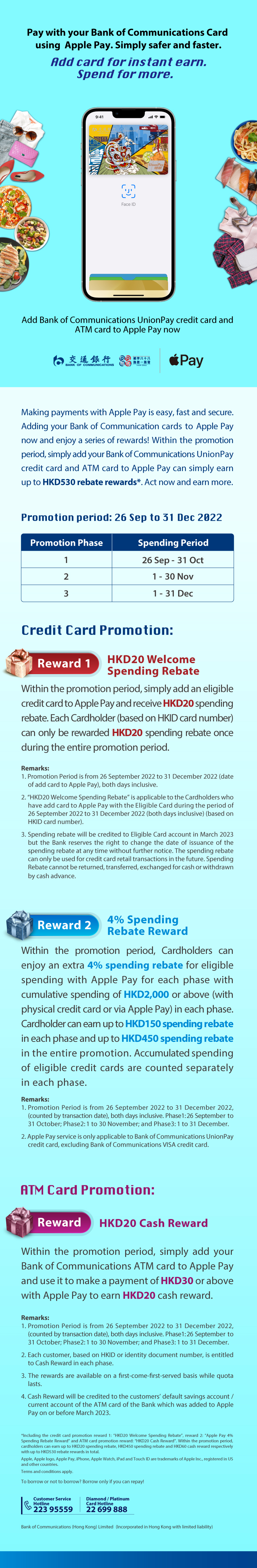 bank of communications credit card “apple pay reward program”