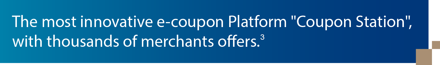 the most innovative e-coupon platform “coupon station” with thousands of merchant offers.